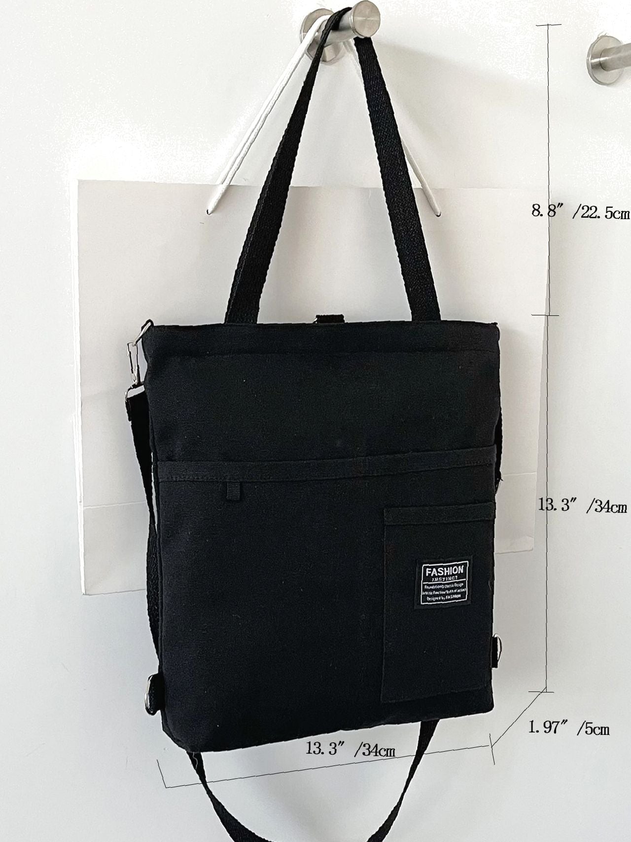 Maxct - Letter Graphic Shopper Bag with Bag Charm  - Women Tote Bags