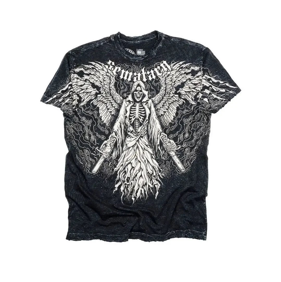 Maxct Vintage Aesthetic Gothic Fashion American Summer Casual Hip-hop Splicing T-shirt Man Y2K Retro Sports High Street Jersey Tops 0924