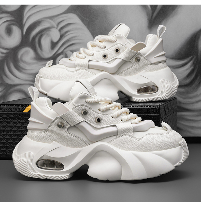 Casual Chunky Sports White Platform Sneakers for Men