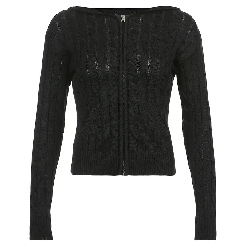 Maxct Cable Knit Hooded Cardigan