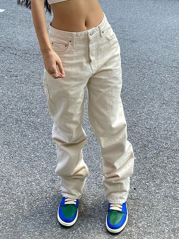 Basic Wash Straight Leg Boyfriend Jeans Maxct