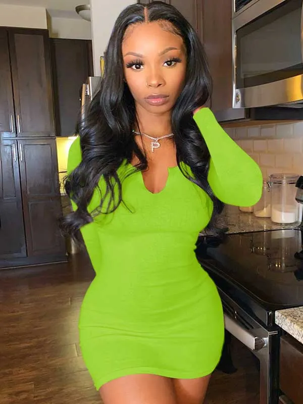 V Neck Club Bodycon Mini Dress Maxct