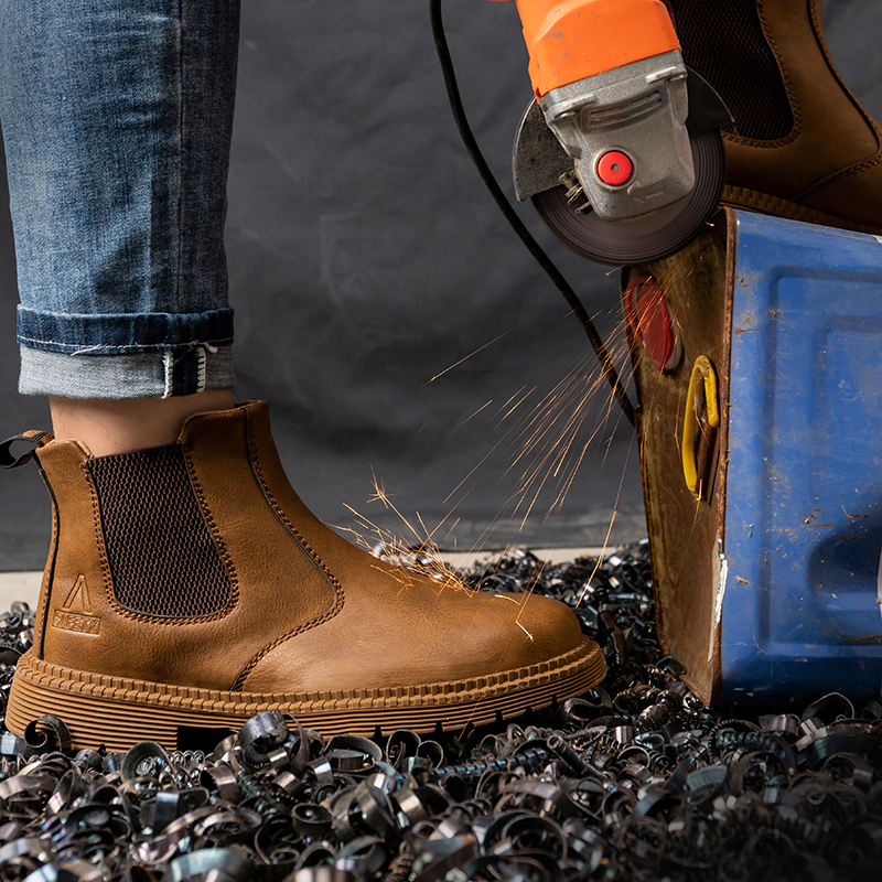 Steel Toe Leather Boots for Men Waterproof Safety Work Shoes