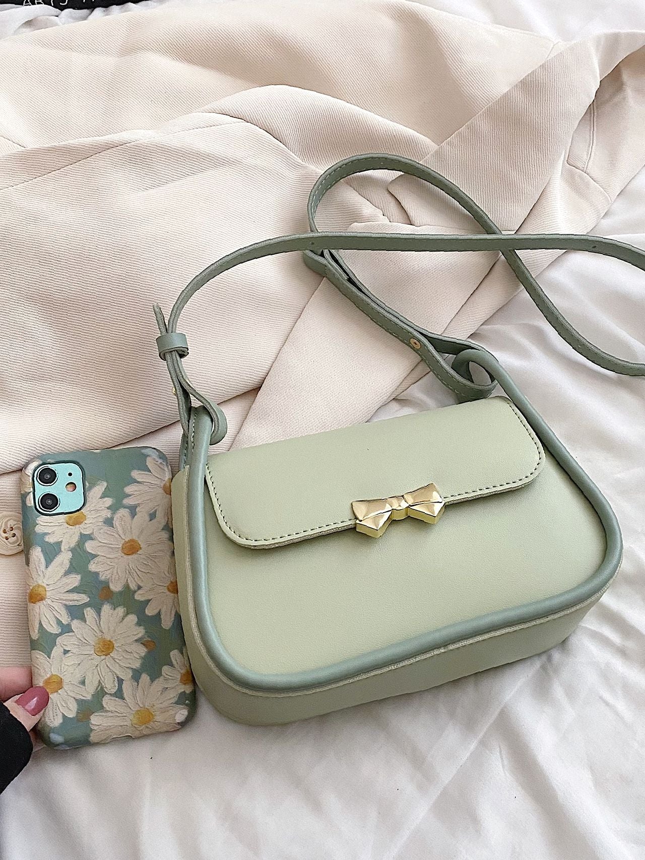 Bag For Love - Bow Decor Flap Saddle Bag  - Women Maxct Bags