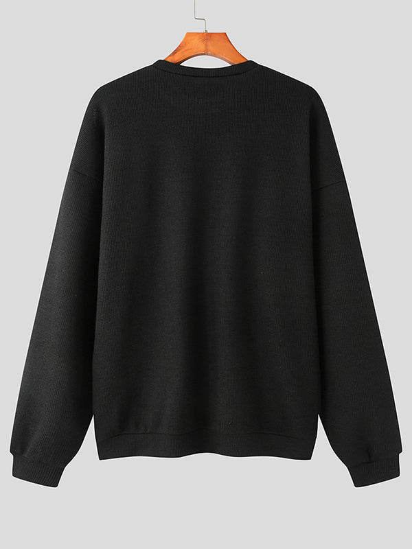 Maxct - Mens Solid Cutout Long Sleeve Sweater