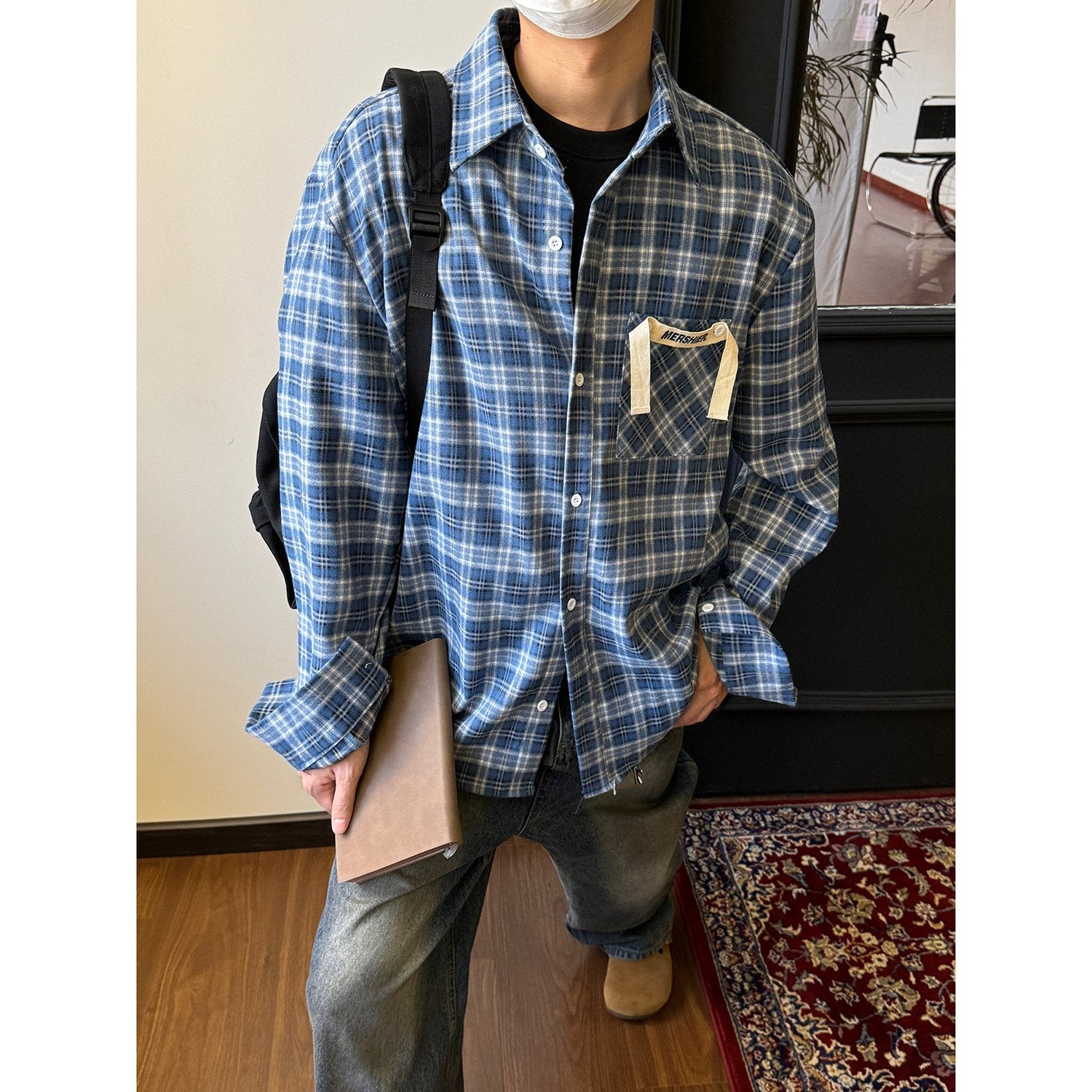 Maxct 90s Streetwear American Style Retro Niche Pocket Design Plaid Shirt Men's Spring And Summer New Loose Casual All-match Jacket Top - Image 4