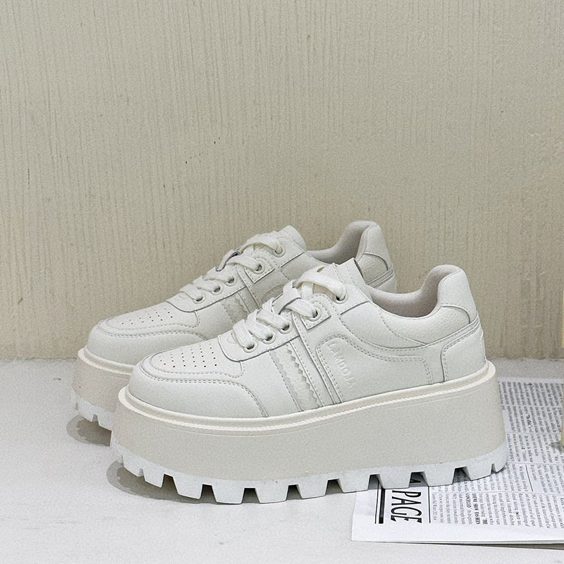 6cm Genuine Leather Women's Platform Sneakers - true deals club