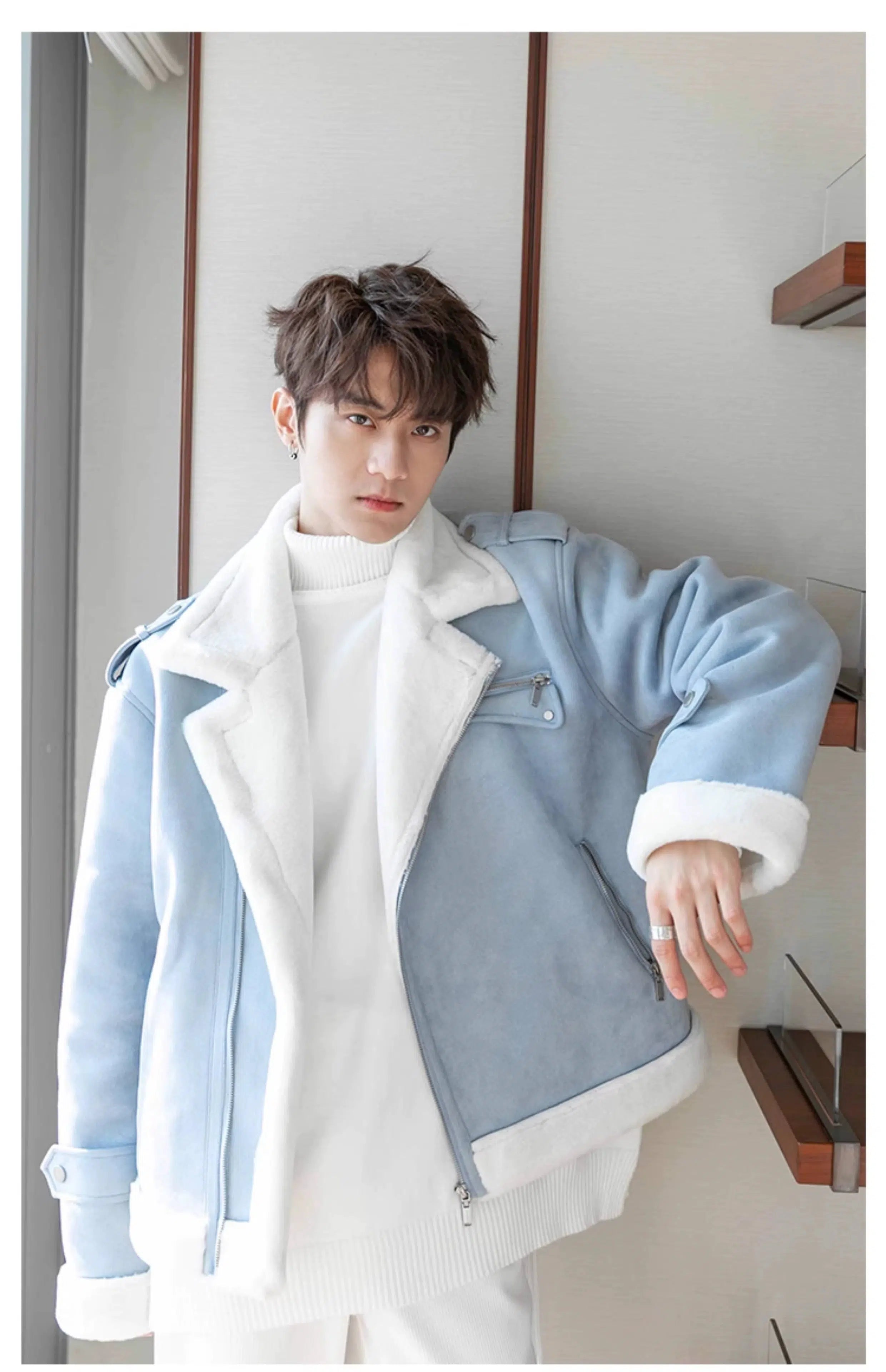 Maxct Cropped Rabbit Fur Lapel Jacket