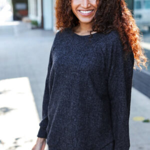 Maxct &Beautiful You Charcoal Ribbed Brushed Hacci Sweater
