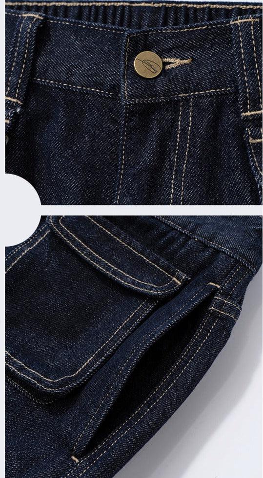 Maxct Elastic Waist Cargo Pocket Jeans Pants