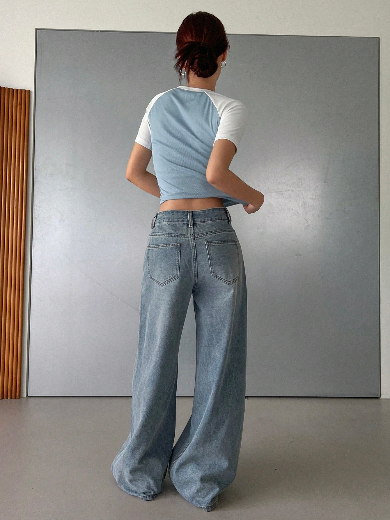 Maxct Women's Loose Fit Casual Wide Leg Denim Pants With Pockets
