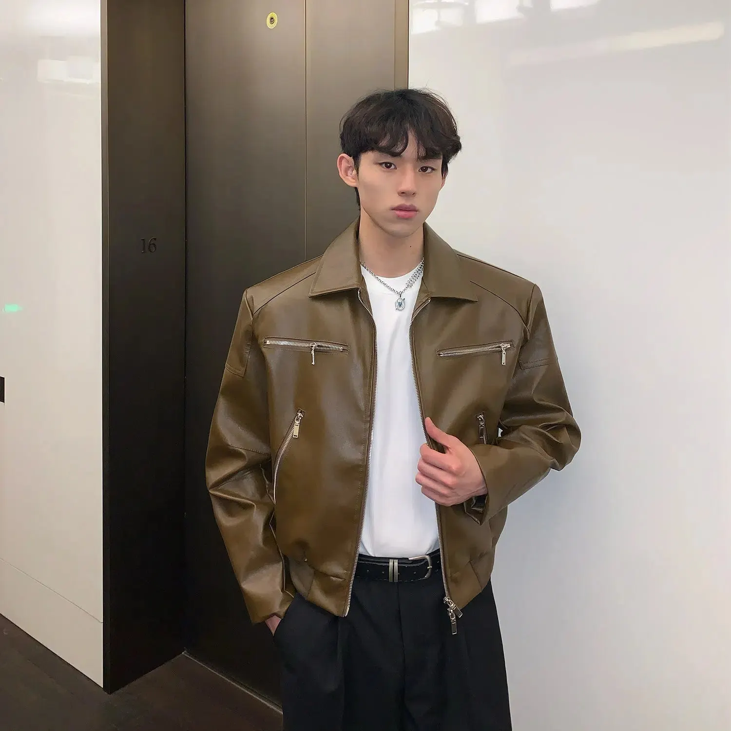 Maxct Zipper Short Leather Jacket