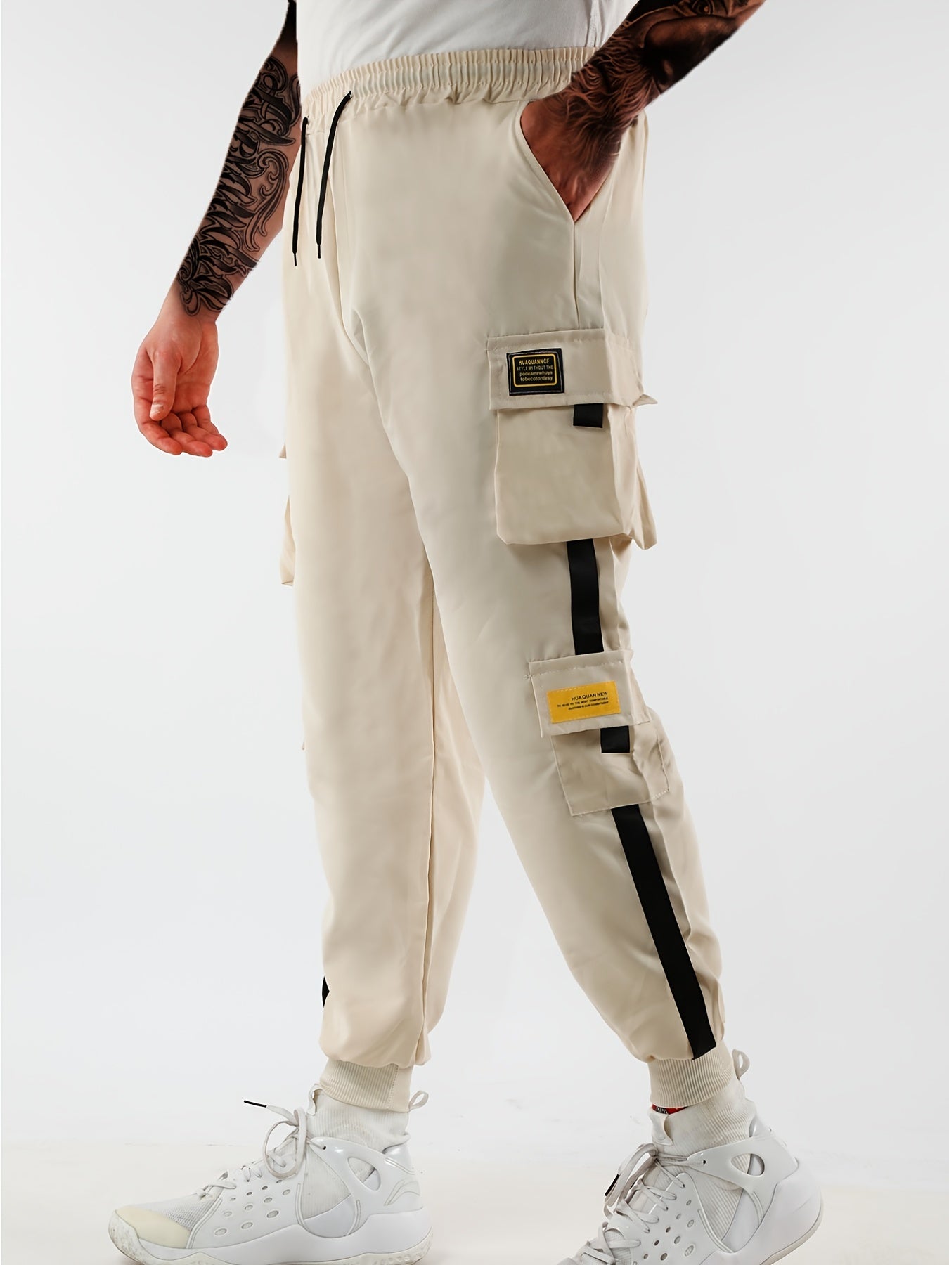 Maxct Classic Design Multi Flap Pockets Cargo Pants, Men's Casual Techwear Drawstring Cargo Pants Hip Hop Joggers For Autumn Summer Outdoor