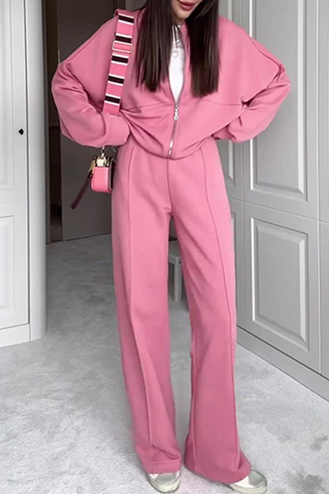Maxct Sweatshirt Jacket Straight-leg Long Pants Set
