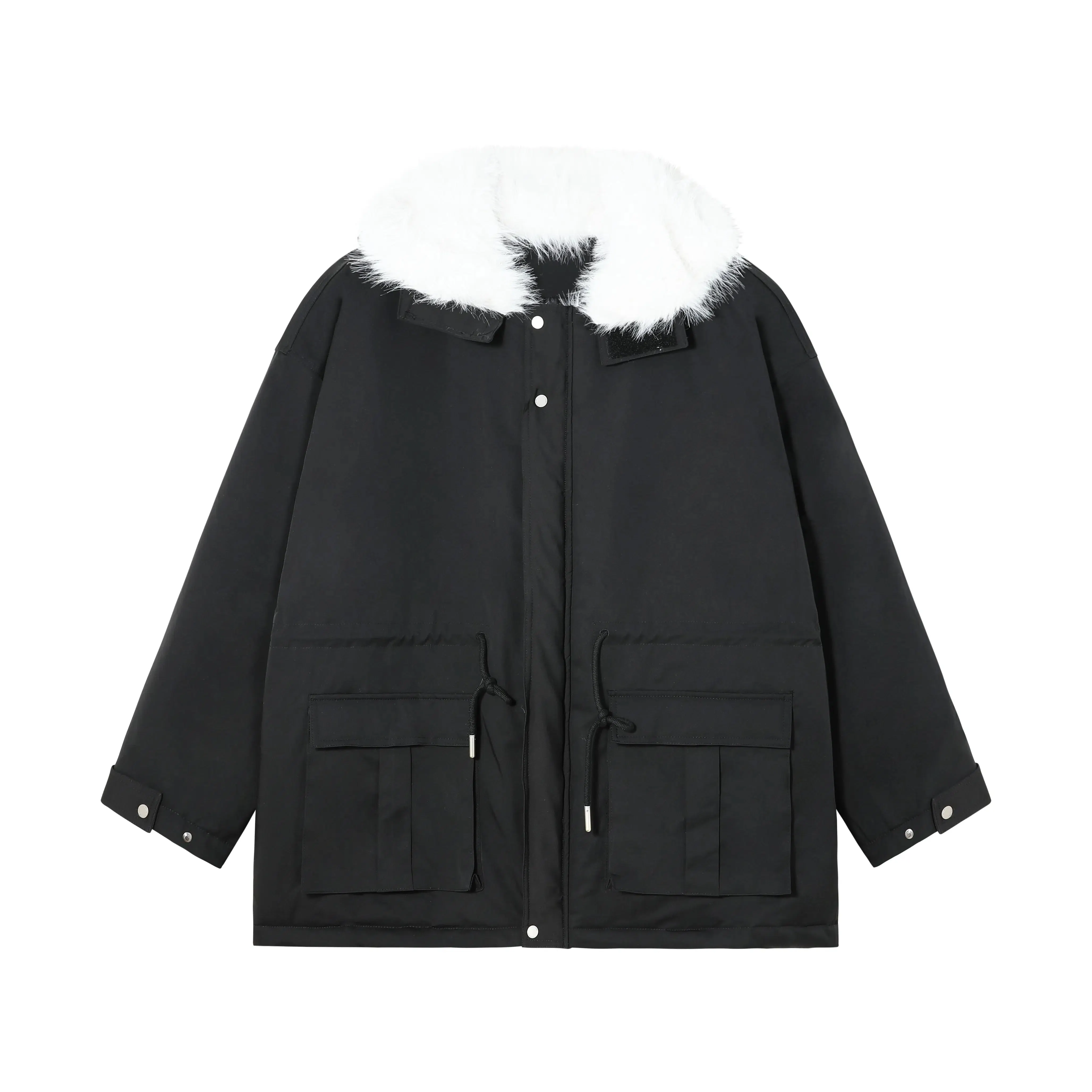 Maxct Detachable Fur Collar Hooded Jacket