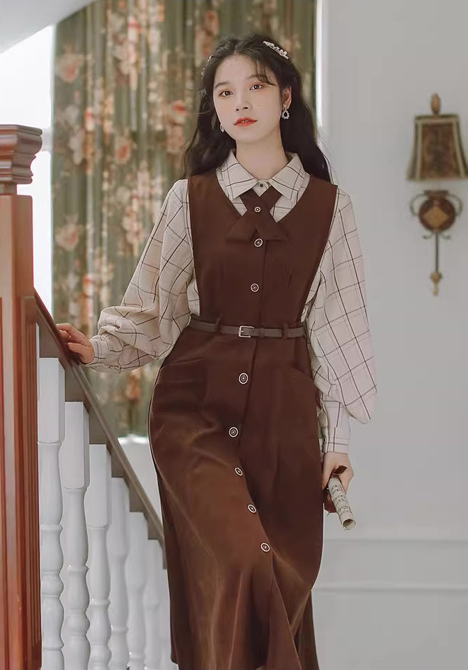 Button Up Suede Pinafore Dress Maxct