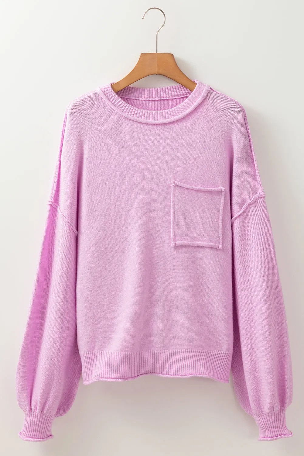 Maxct &Roll Hem Ribbed Detail Drop Shoulder Sweater