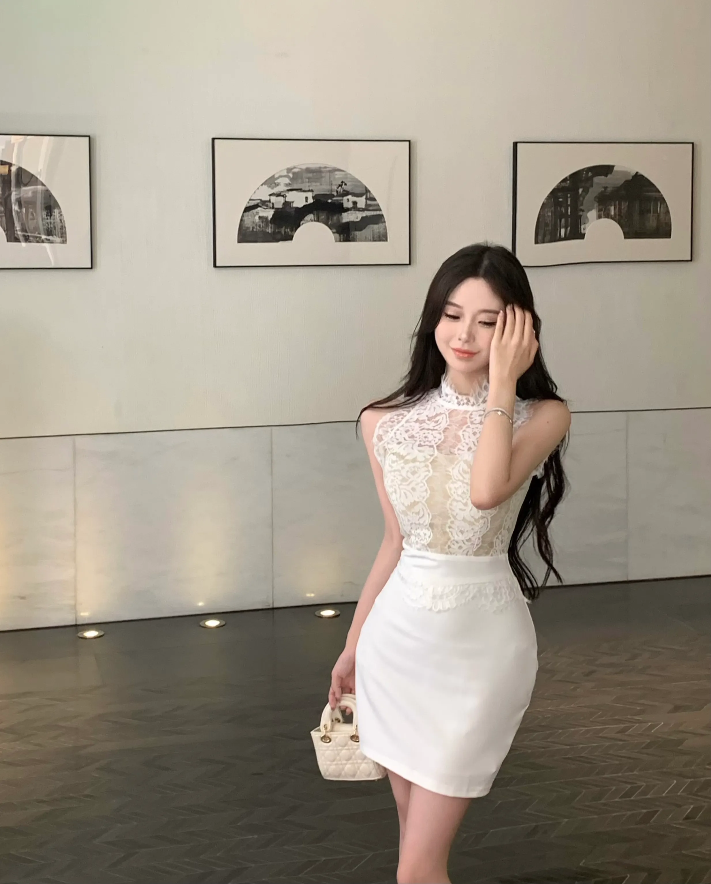 Maxct Spicy Girl Lace Stitching Dress Women Summer White Temperament Waist Sleeveless Wrap Hip Short Dress Fashion Lady Clothes
