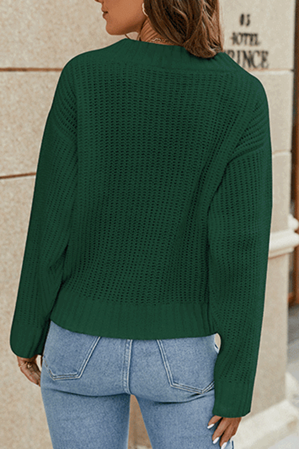 Maxct &Surplice Neck Long Sleeve Sweater