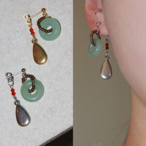 「Chinoiserie」 Natural Jade Hoop Beaded Drop Earrings