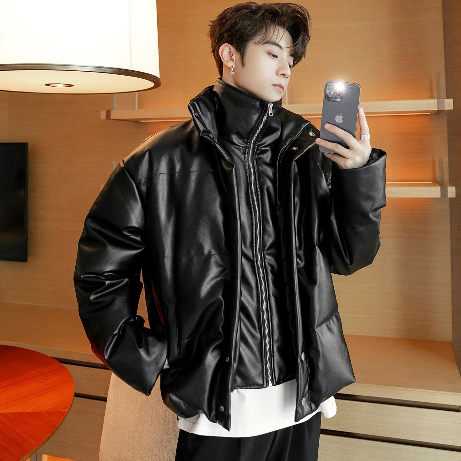 Maxct Two Piece PU Leather Down Jacket