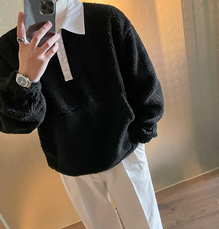 Maxct 6348 Fleece Two Tone Collar Shirt Sweater