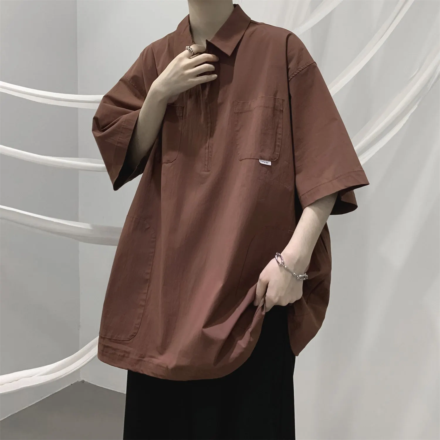 Retro Zipper Wide-sleeve Shirt Maxct