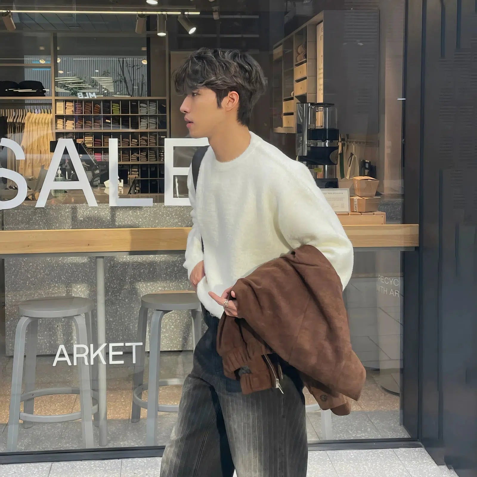 Maxct White Crew Neck Sweater