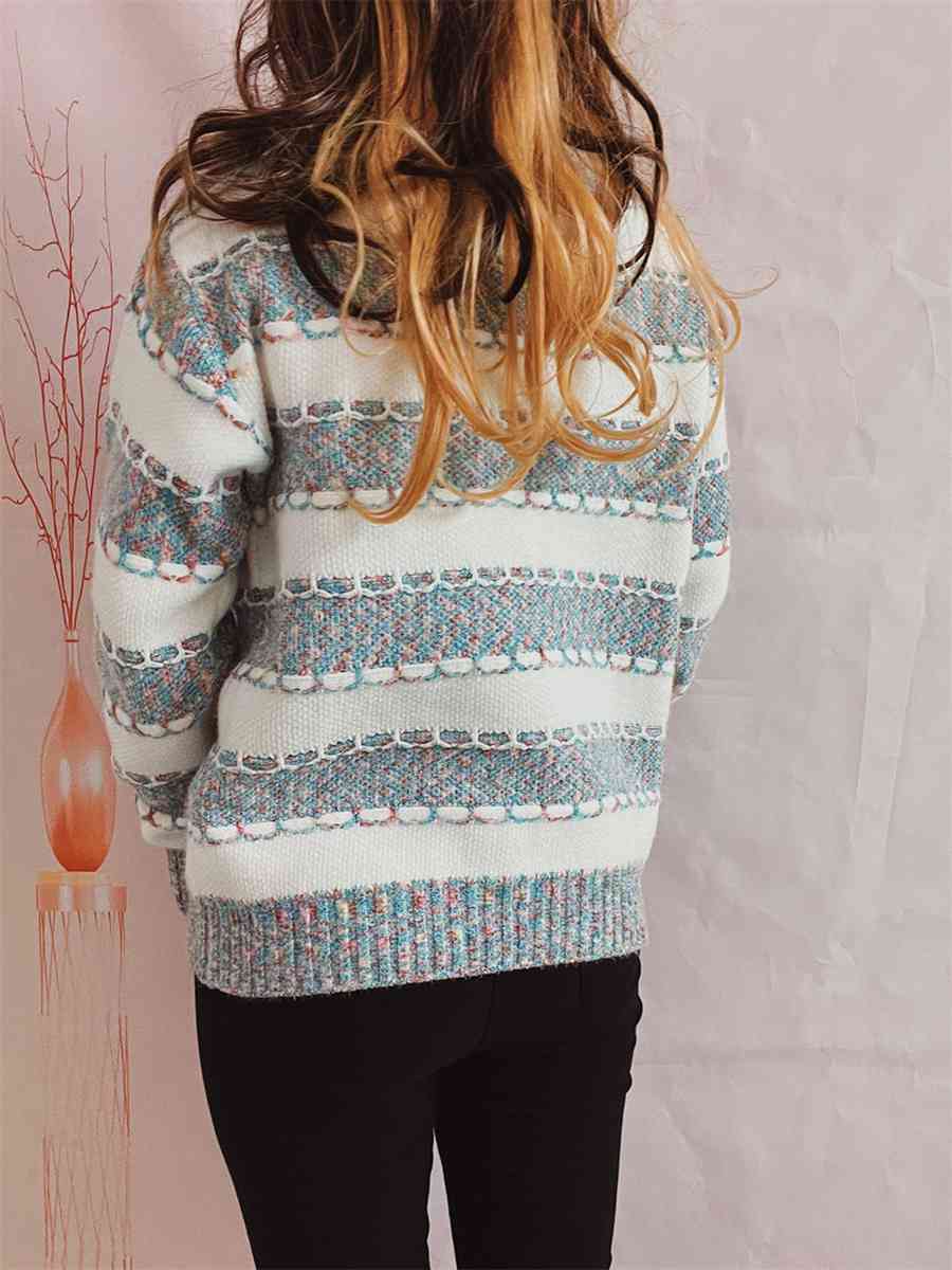 Maxct &Striped Turtleneck Long Sleeve Sweater