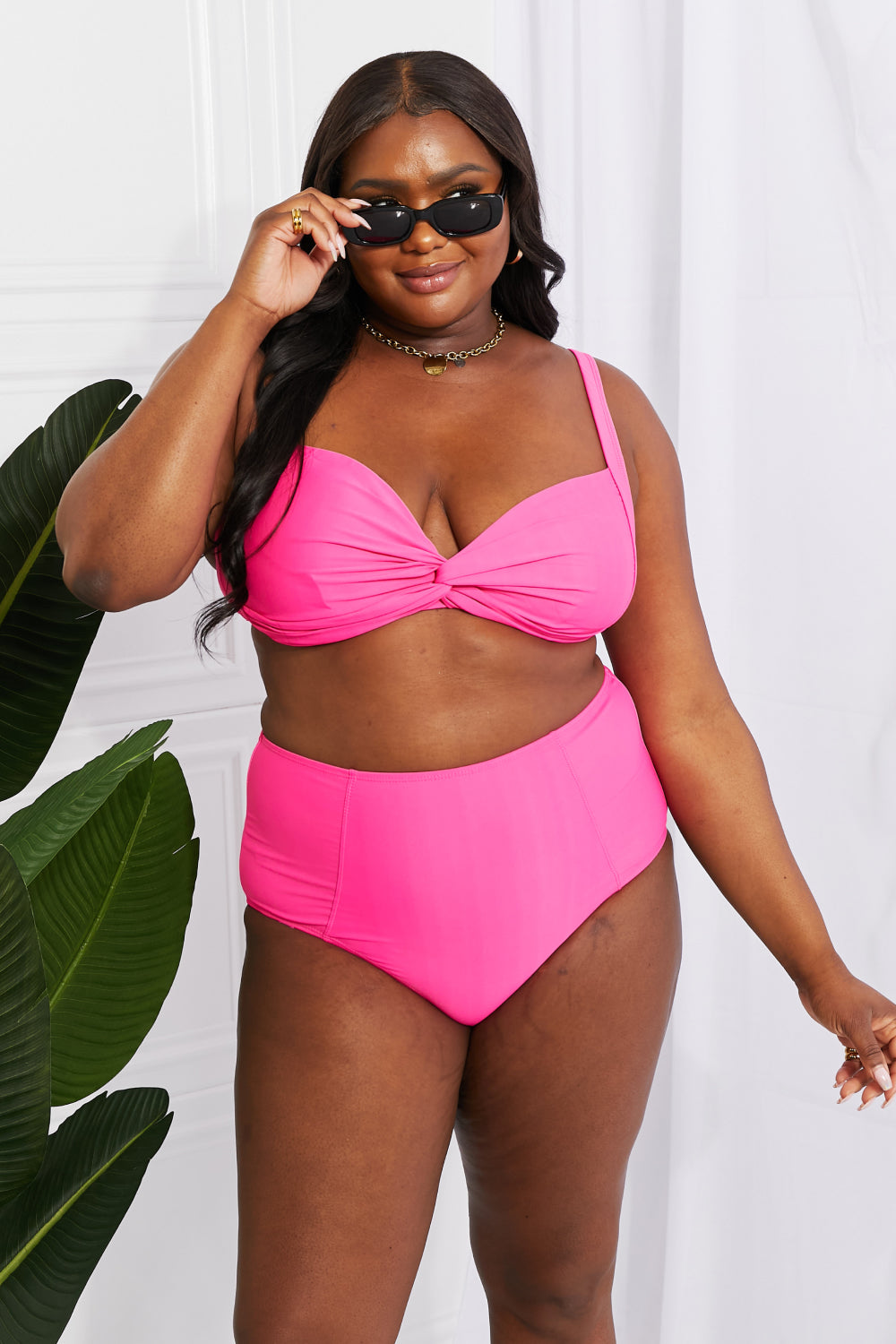 Maxct &Marina West Swim Take A Dip Twist High-Rise Bikini in Pink