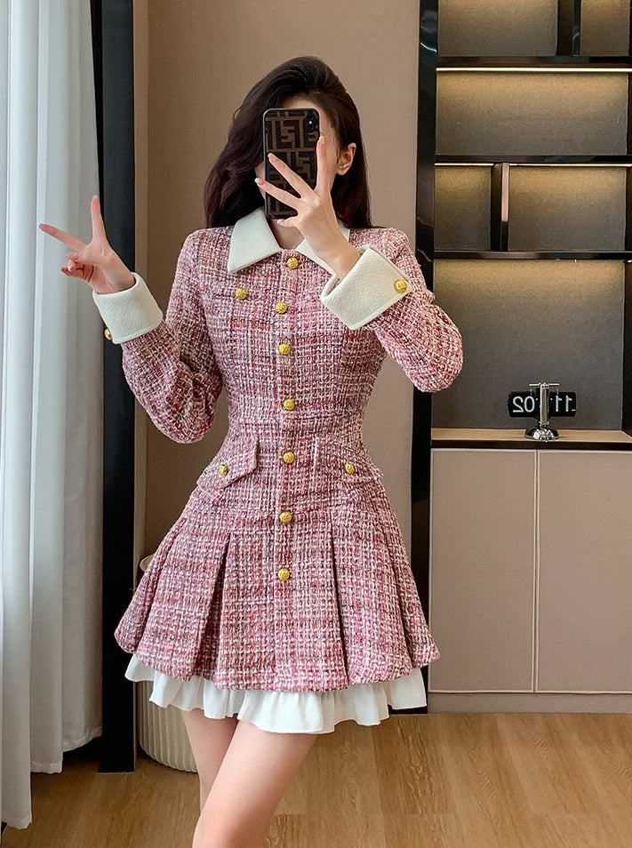 Flirty Plaid Tweed Mini Dress Maxct