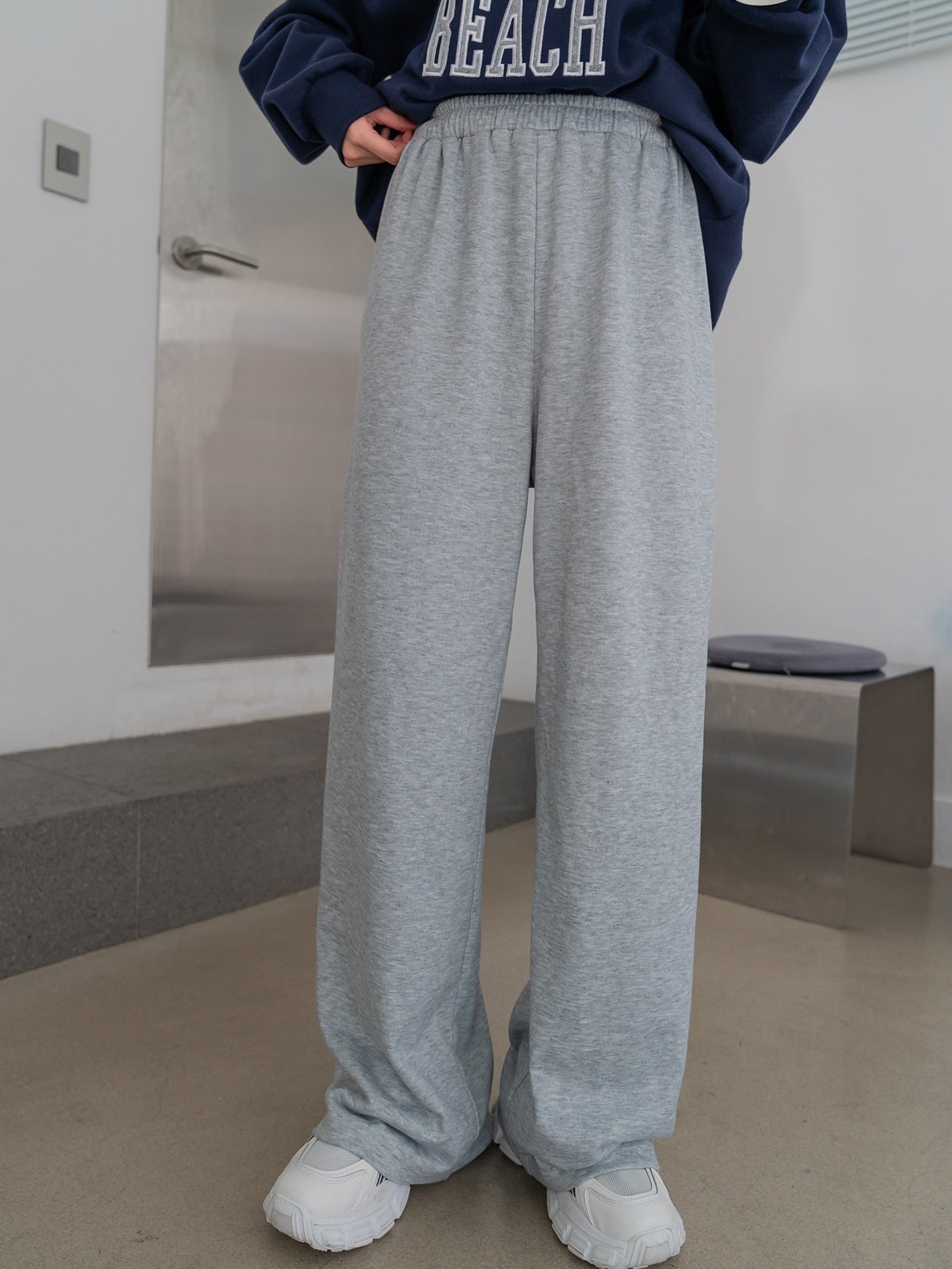 Maxct Solid Elastic Waist Sweatpants