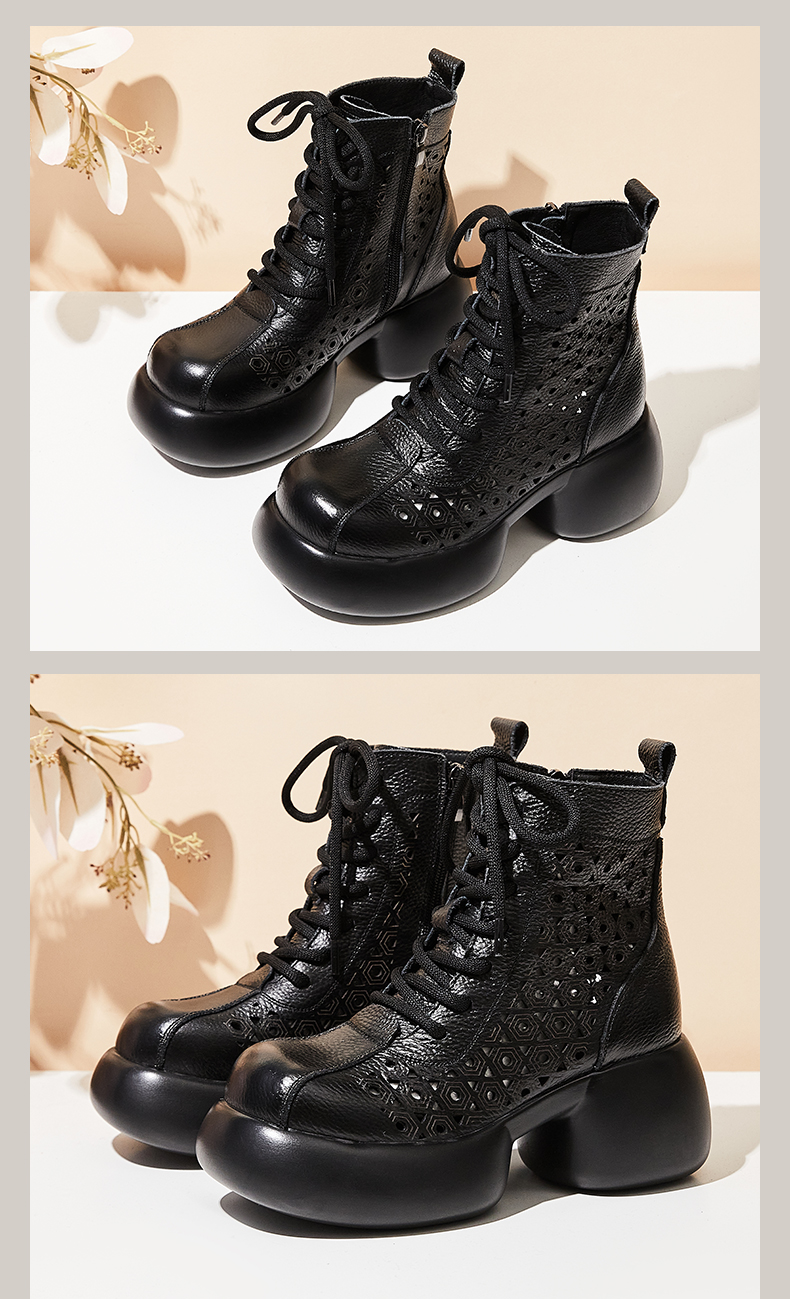 Platform Genuine Leather Ankle Boots for Women