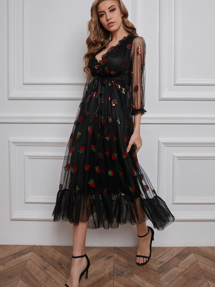 Strawberry Sequin Sweet Dress Maxct