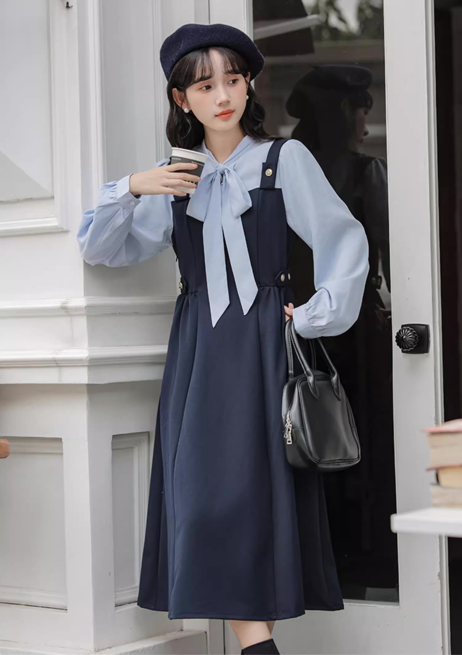Tie Neck Twofer Midi Dress Maxct