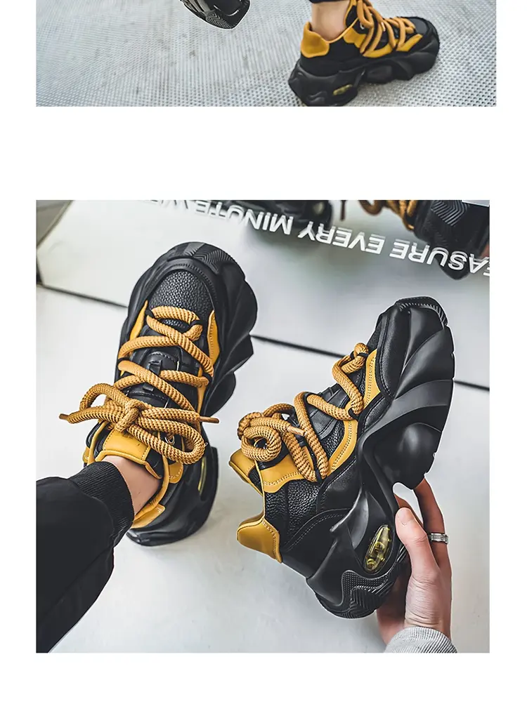 Microfiber Leather Upper Increased Platform Stylish Sneakers
