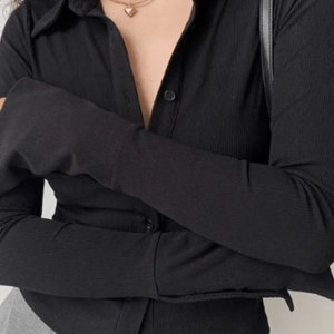 Maxct Polo Neck Long Sleeve Rib Blouse