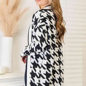 Maxct &Woven Right Houndstooth Open Front Longline Cardigan
