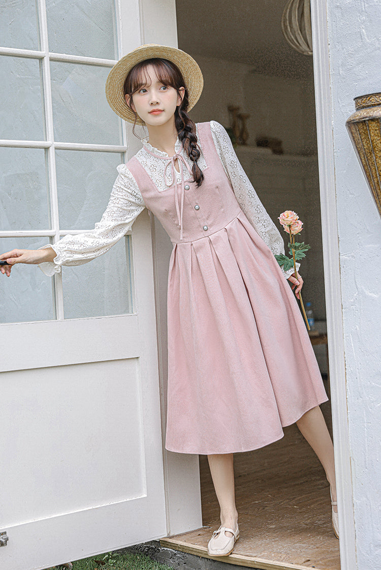 Floral Lace Twofer Midi Dress Maxct
