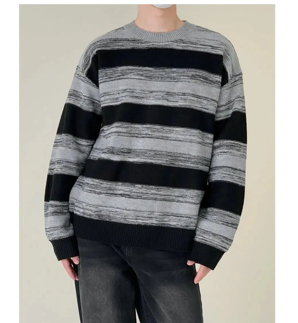 Maxct Black And Gray Striped Sweater
