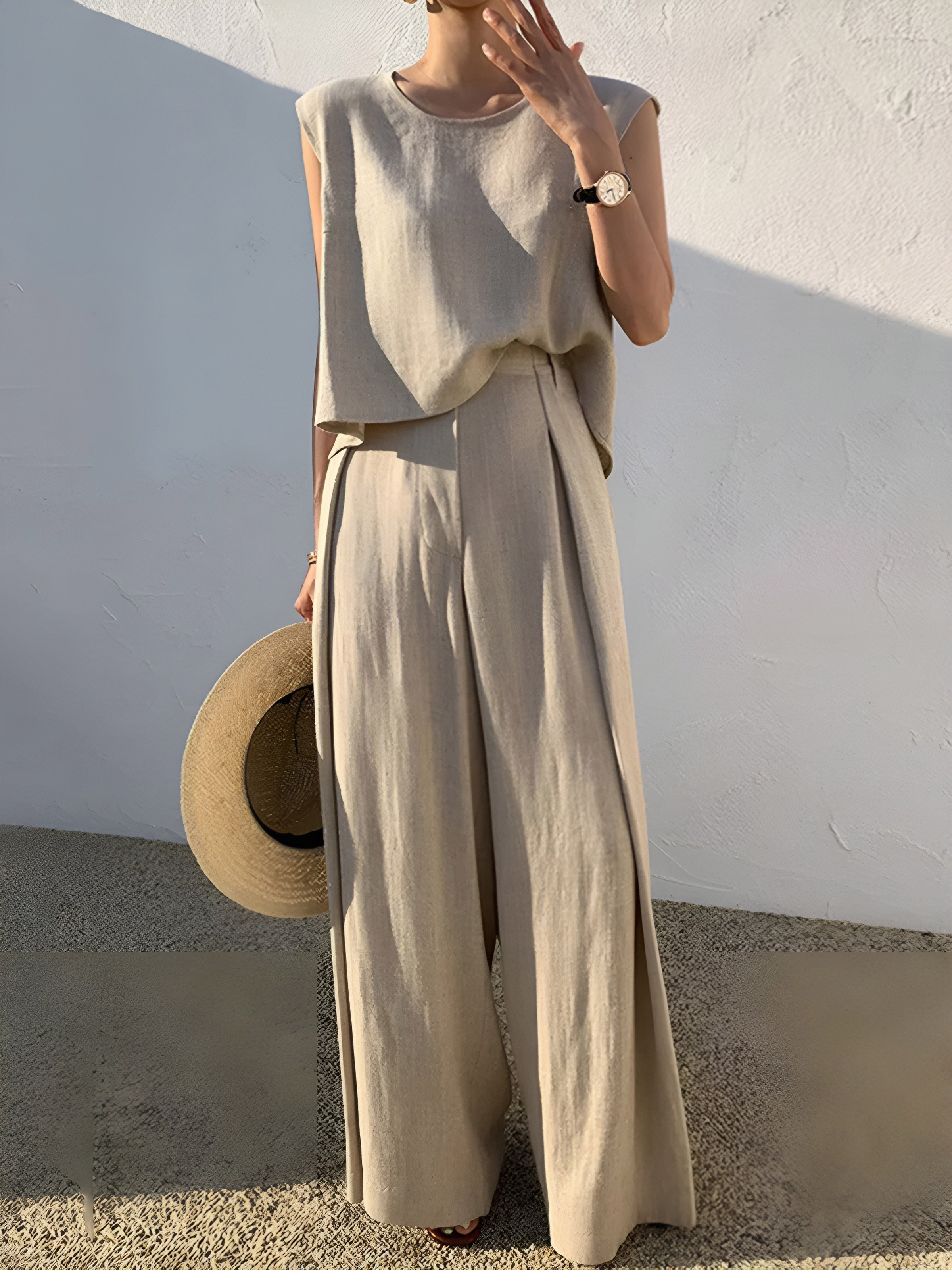 Maxct Linen Blends Casual Pants Set