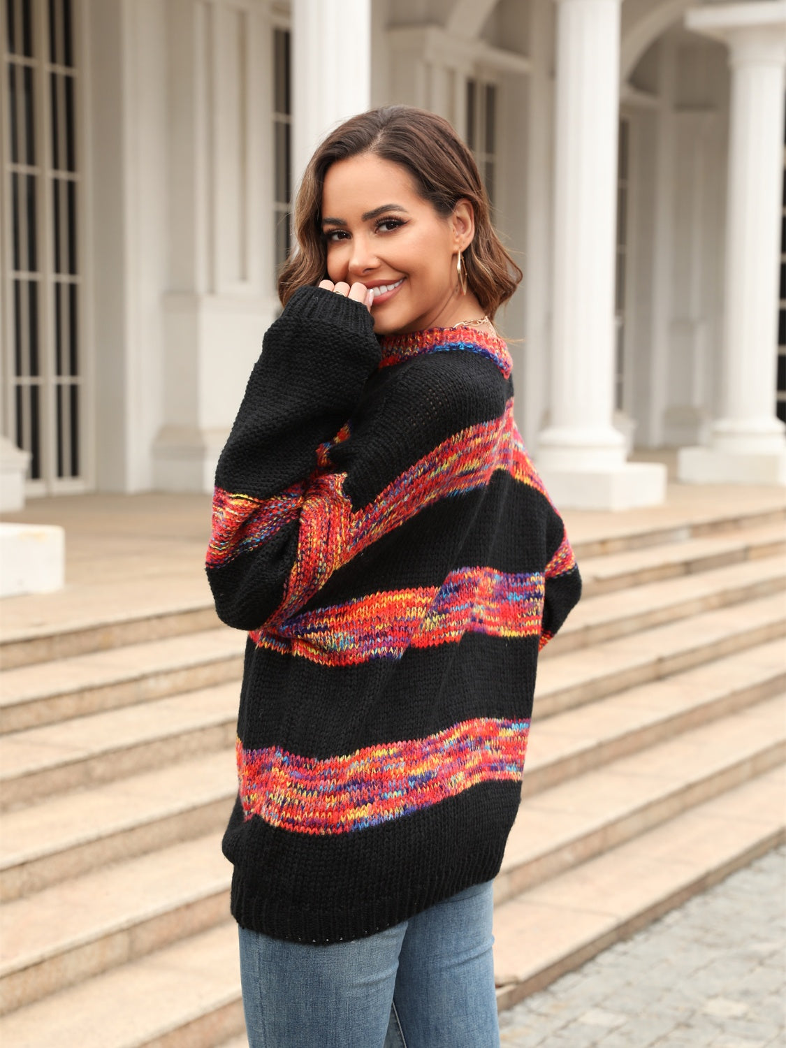 Maxct &Striped Drop Shoulder Sweater