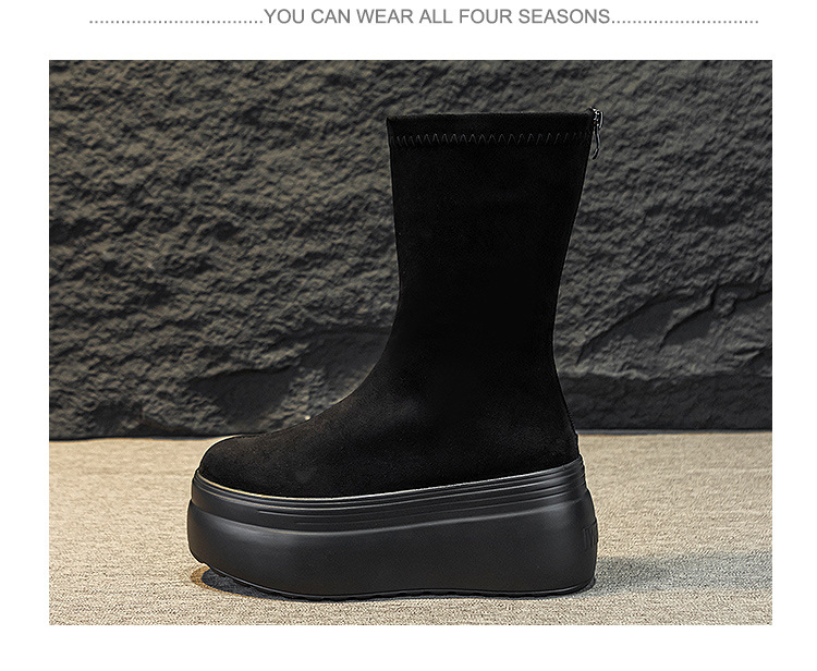 Women's 8cm Suede Leather Platform Boots - true deals club