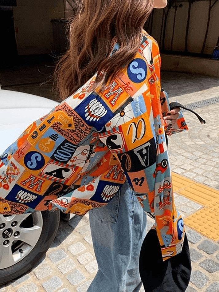 Maxct Vintage Mixed Print Long Sleeve Blouse