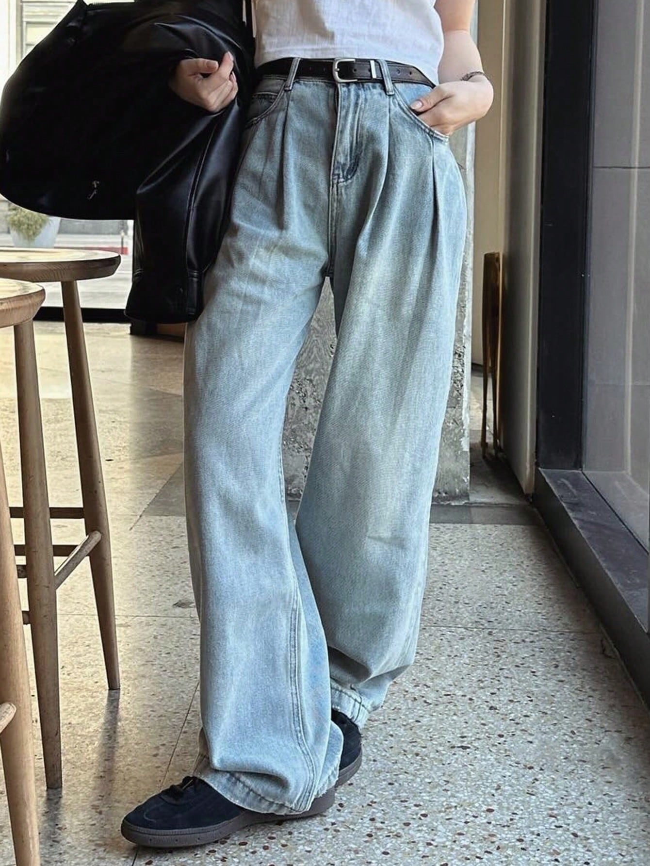 Maxct Women's Loose Wide Leg Denim Pants, Street Style