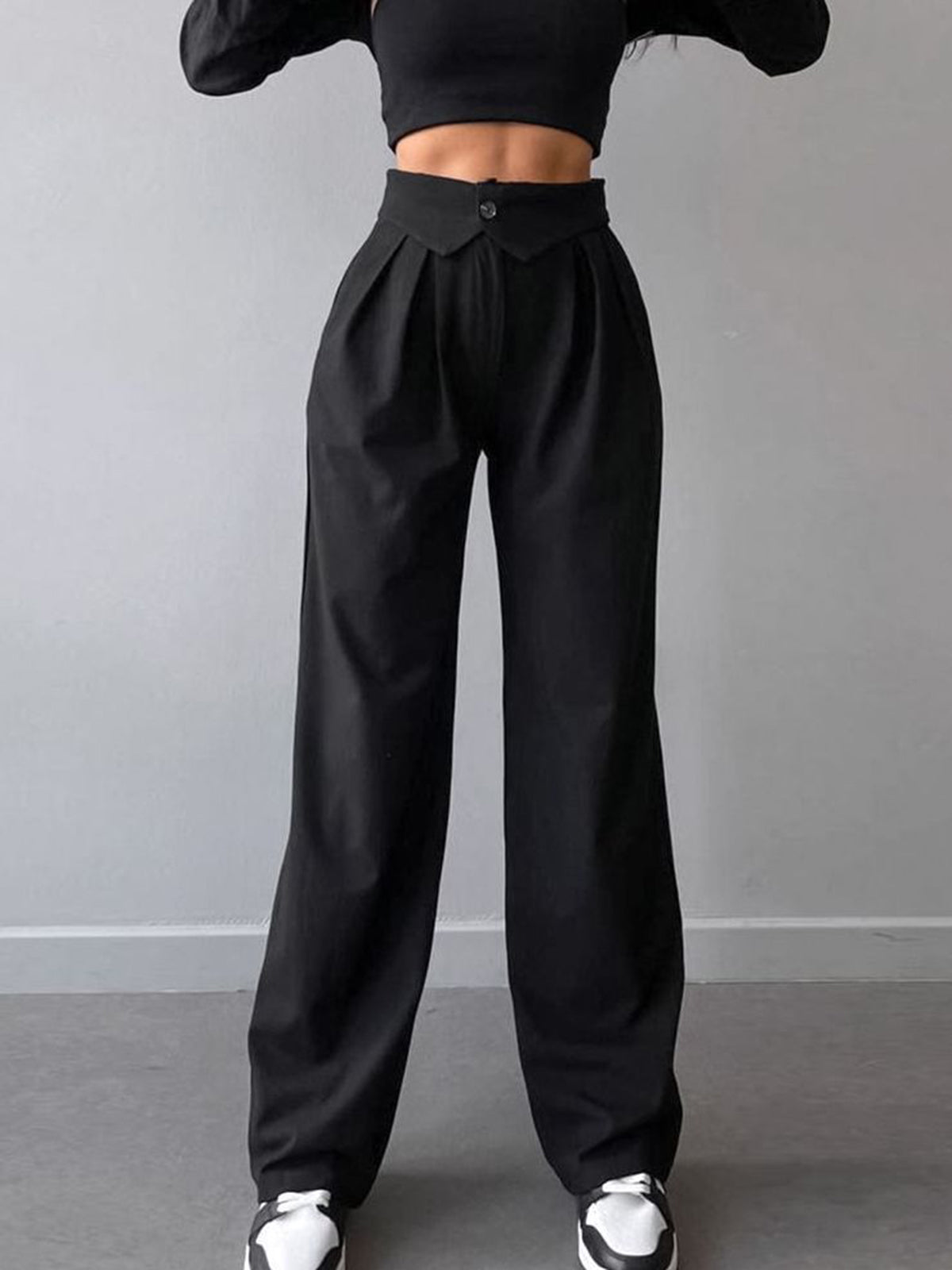 Maxct Street Fold Over Waistband Straight Leg Dress Pants
