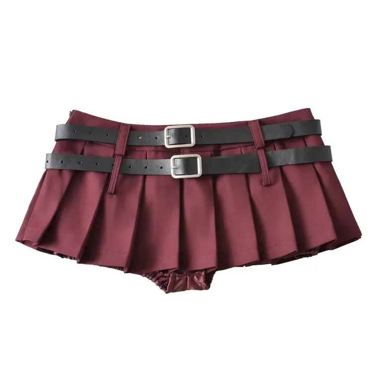 Y2K Double-Belt Extreme Micro Skirt Maxct