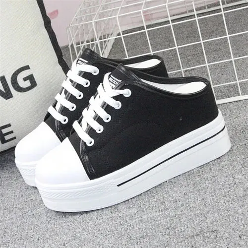 Slip-on Platform White Canvas Sneakers for Women Maxct