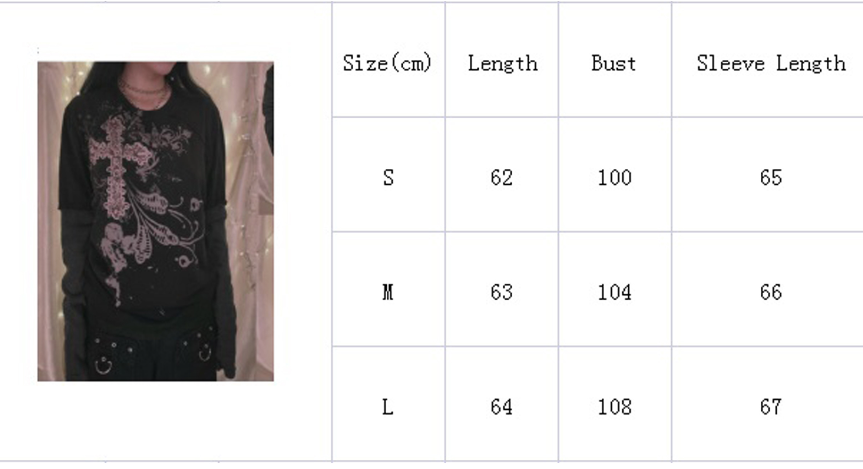 Mall Goth 2000s Retro Pullovers Tops Vintage Graphics Y2K Loose T Shirt Chic Aesthetic Autumn Long Sleeve Tees Grunge Streetwear