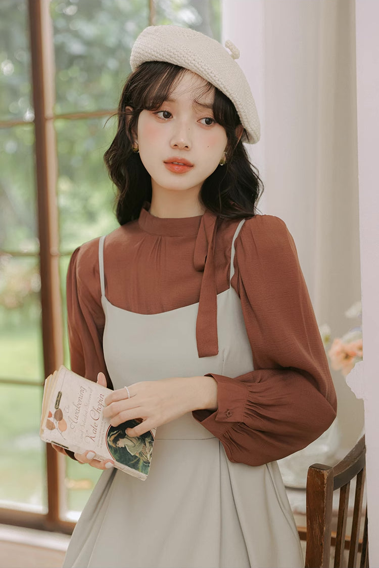 Bow Back Cami Dress & Blouse Set Maxct